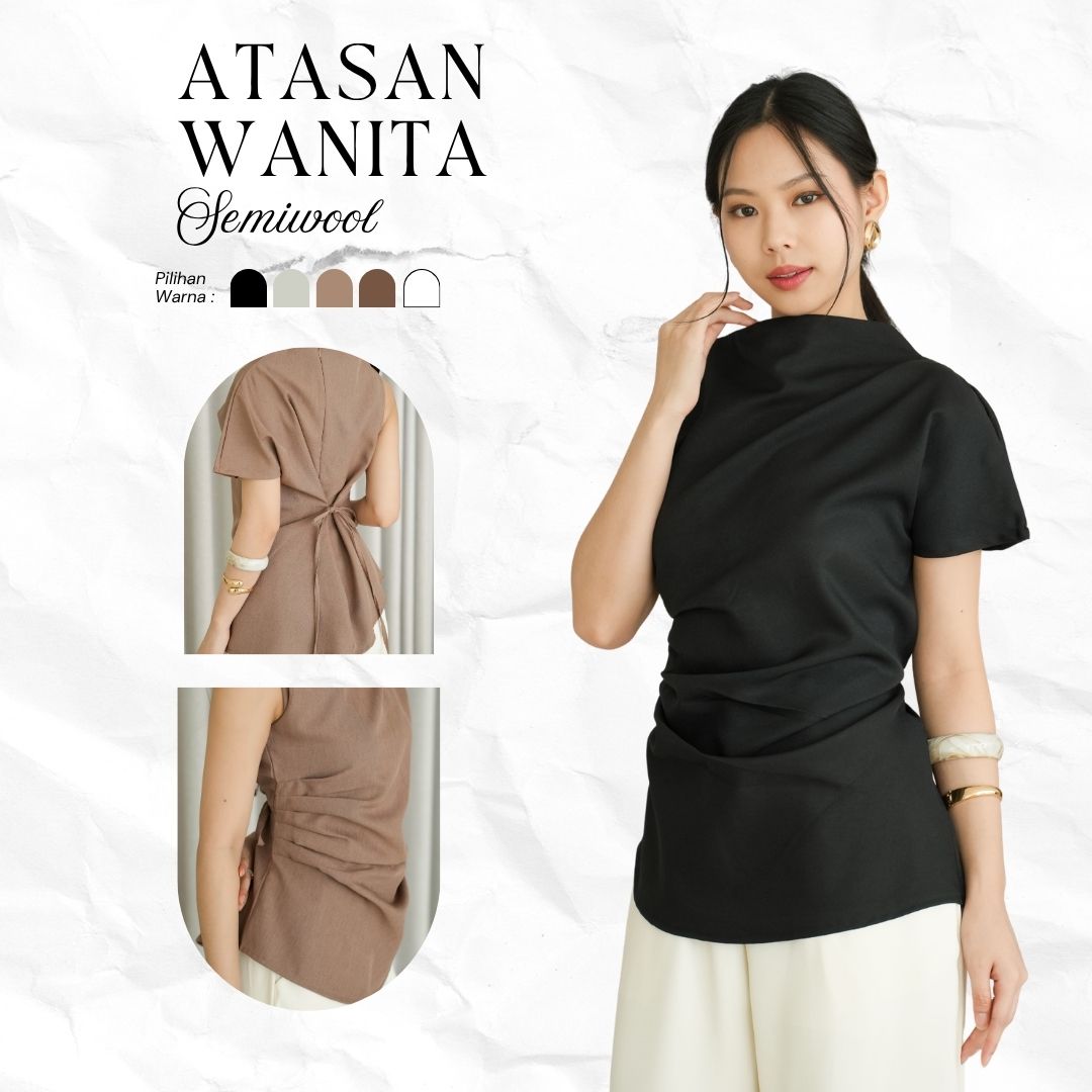 Atasan Wanita Semiwool Elegant Blouse Wanita Fashion Korean Style