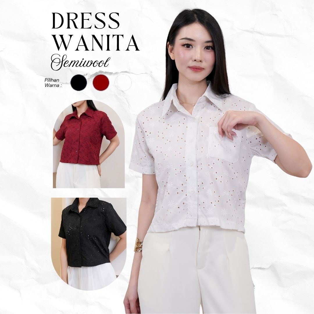 Kemeja Wanita Katun Bolong Korean Style Blouse Wanita Atasan Wanita Casual Elegant
